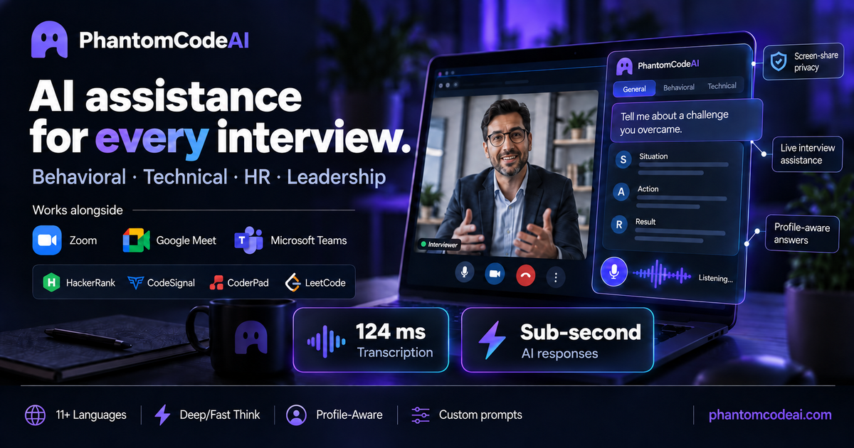 Phantom Code AI - #1 Realtime AI Interview Assistant & Prep Tool (5M ...